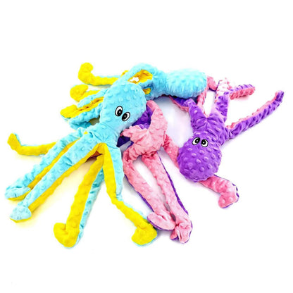 Petkin - Plush Octopus Dog Toy | Crinkle & Squeaky Pet Toy | Soft Interactive Tug Toy