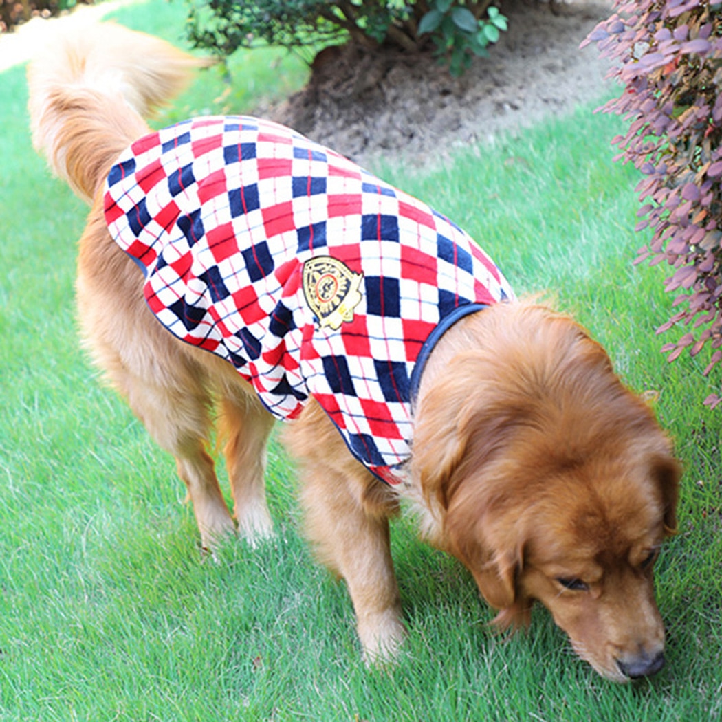 Ozzie - Plaid Dog Vest Sweater With Crest Detail