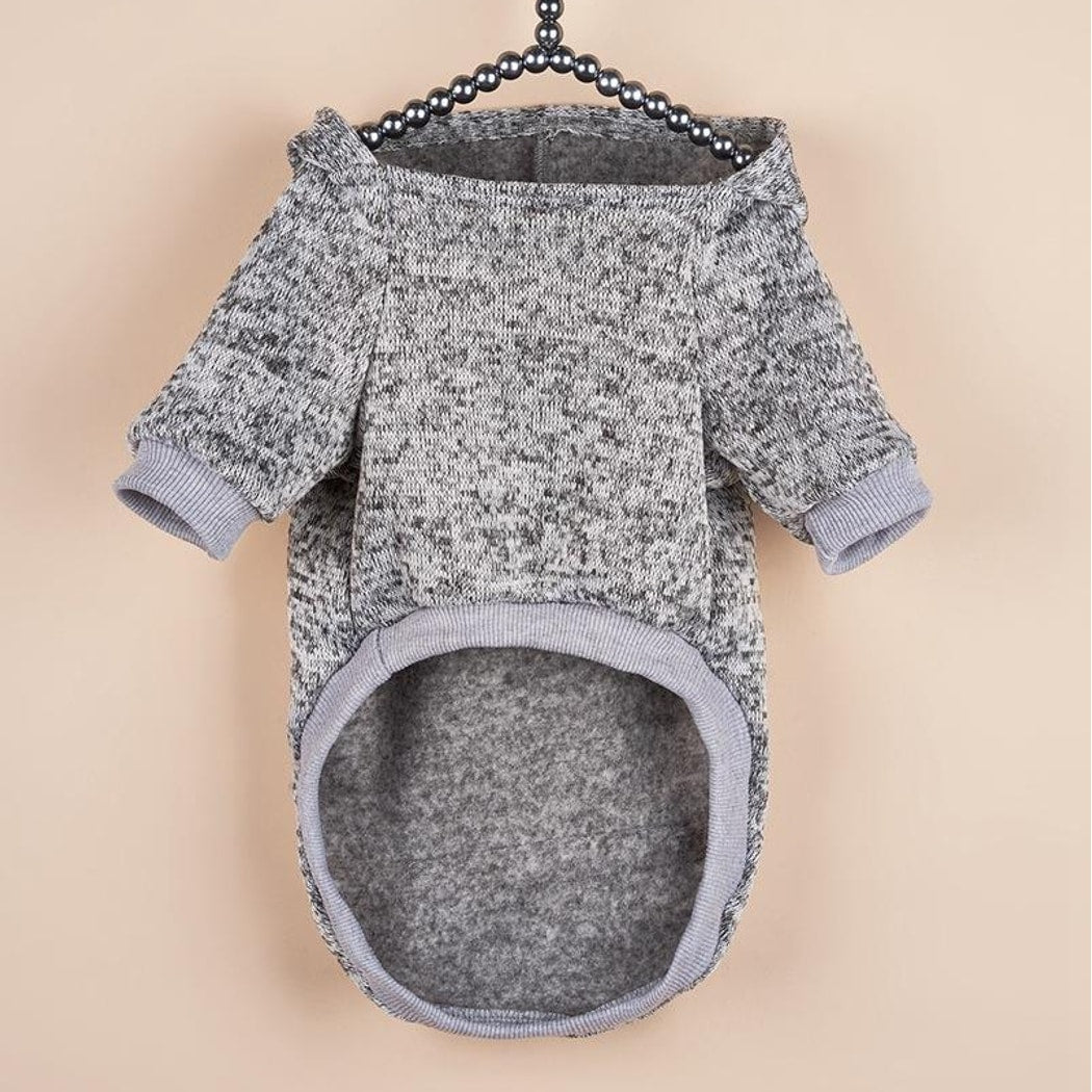 Ozzie - Pocket Detail Marled Dog Hooded Sweatshirt