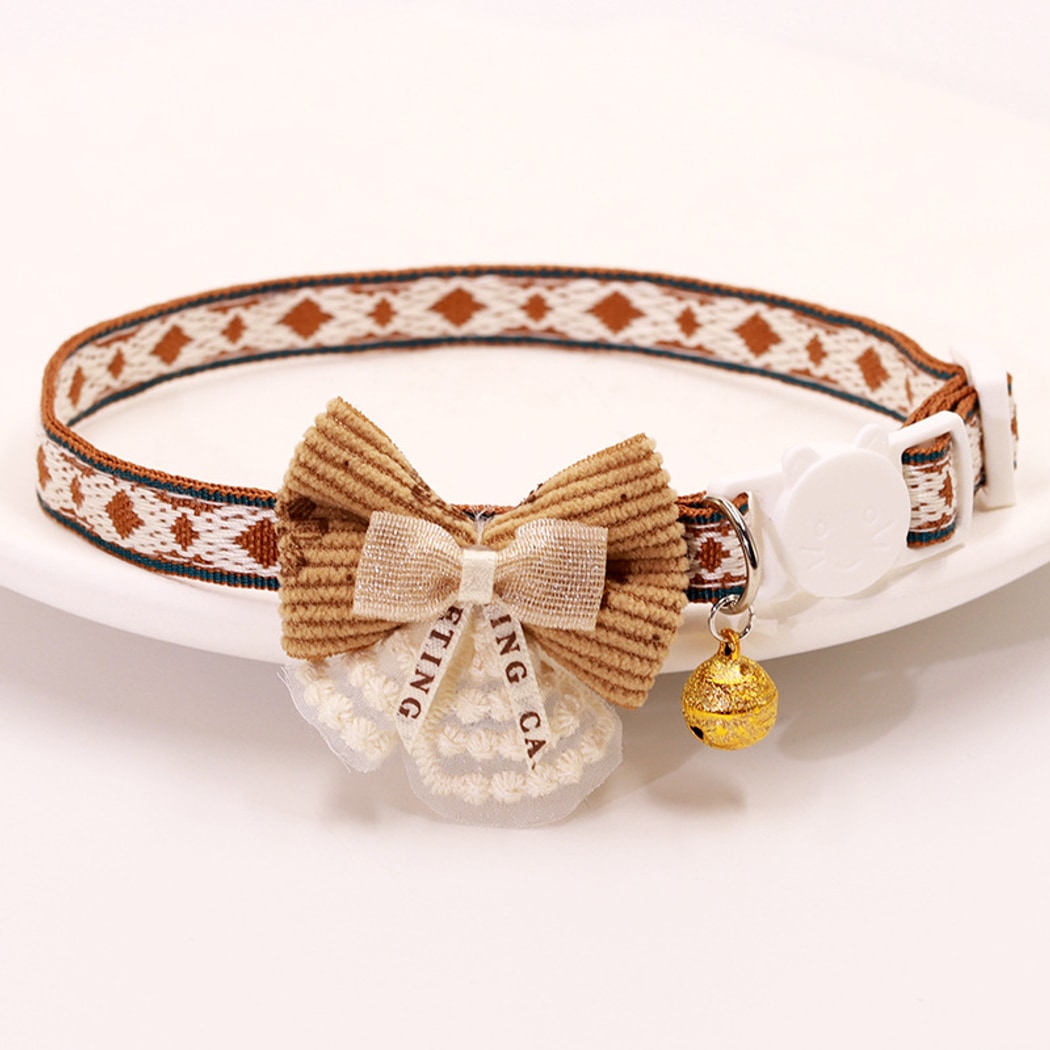Mokka - Folksy Style Geometric Patterns Bow Cat Collar