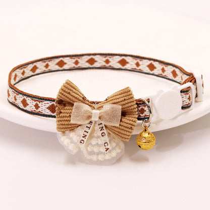 Mokka - Folksy Style Geometric Patterns Bow Cat Collar
