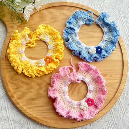 Mokka - Floral Ruffle Knit Cat Collar
