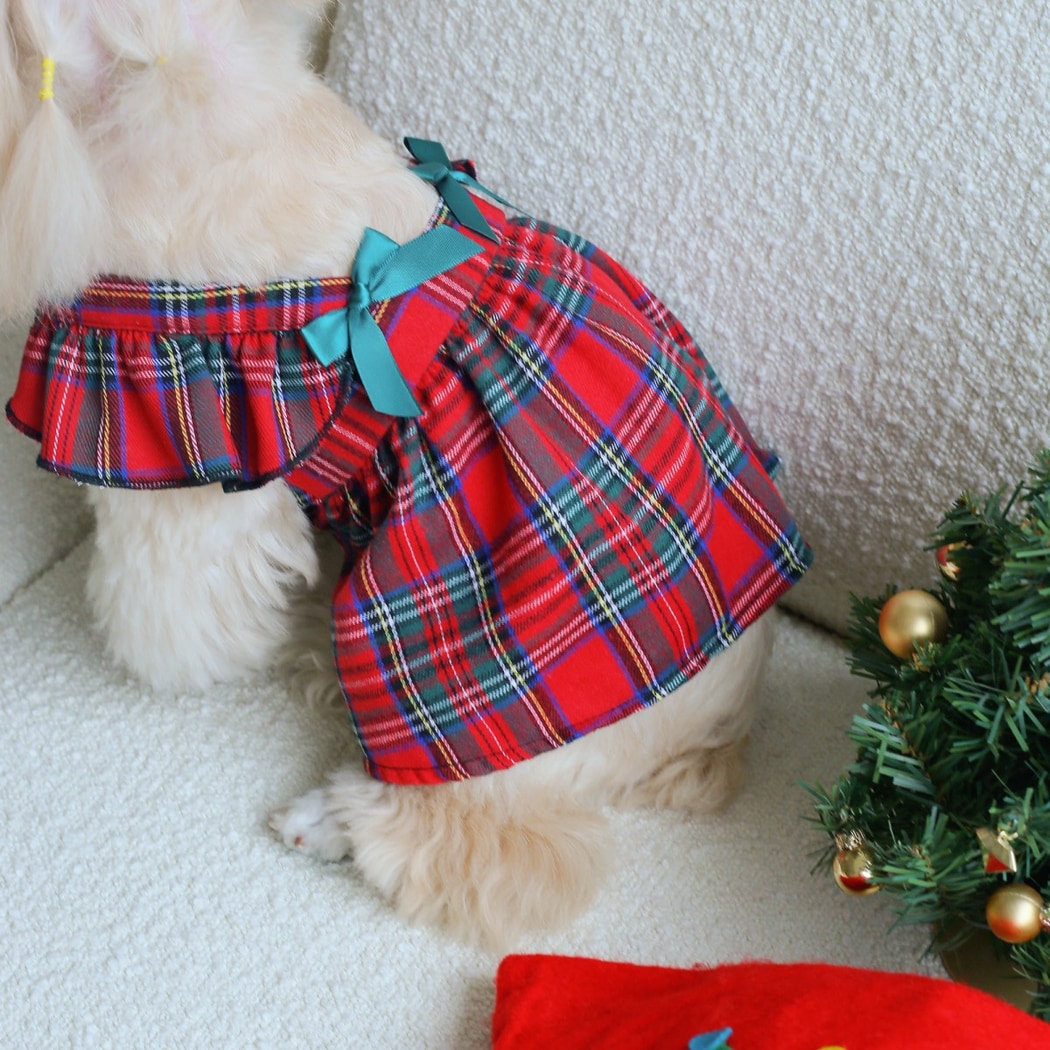 Ozzie - Plaid Bow Casual Dress Style Dog Dress