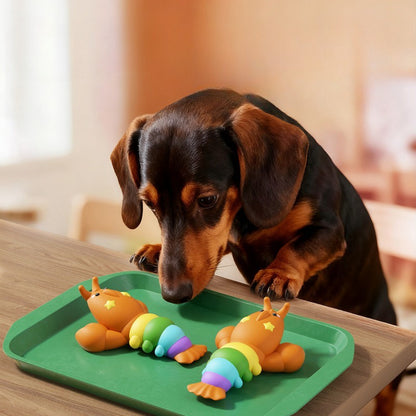 Close-up of Petkin Rainbow Lobster dog toy showing colorful lobster shape