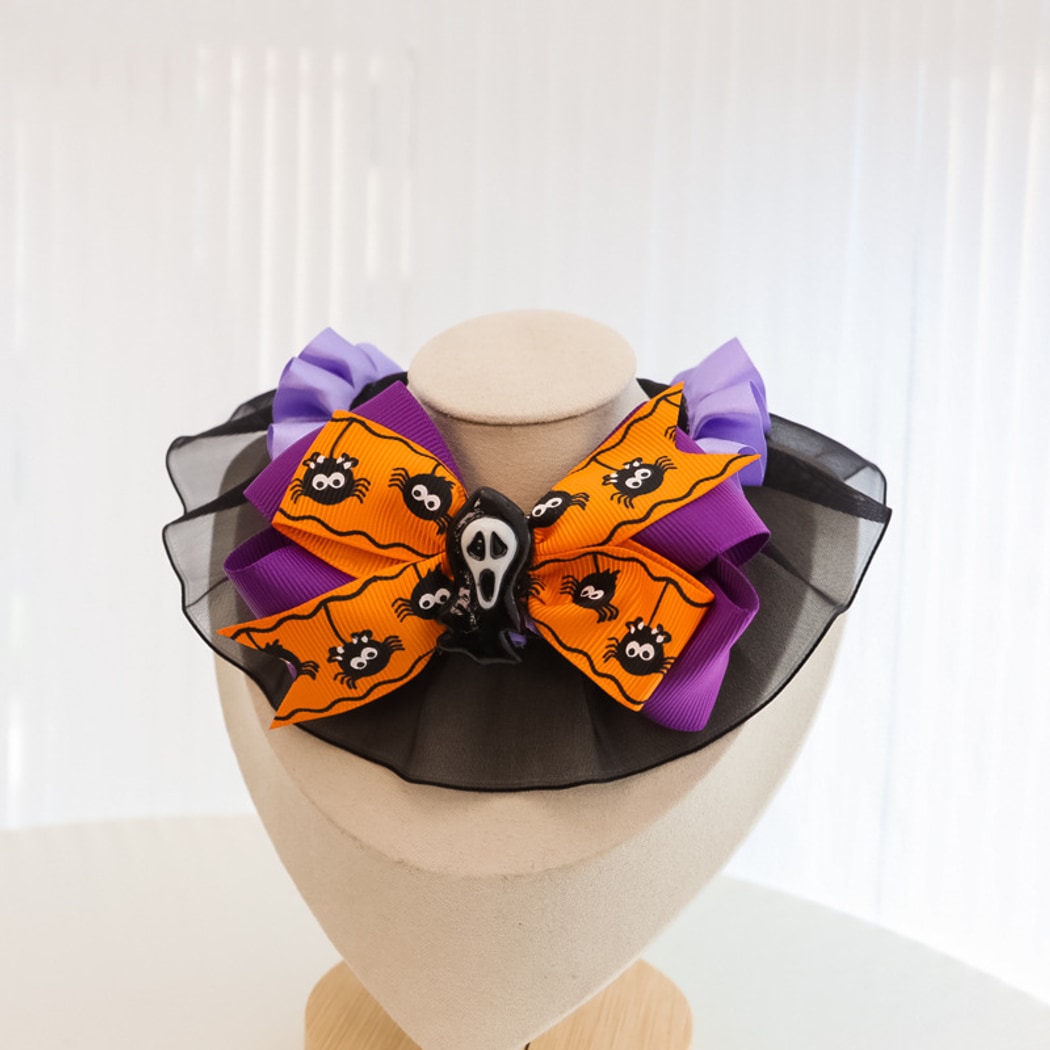 Halloweek - Pumpkin Bow Lace Halloween Pet Collar