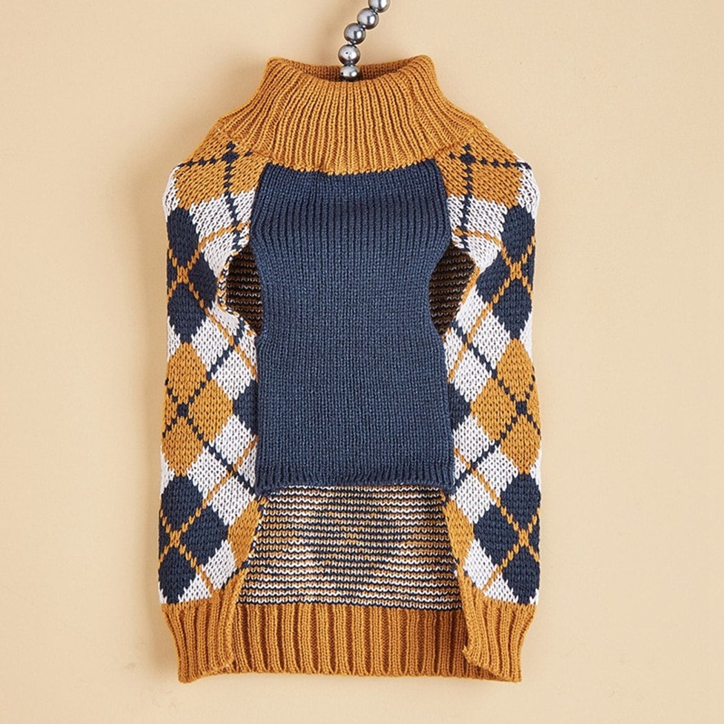 Ozzie - Thanksgiving Pattern Ribbed Neck Pet Sweater