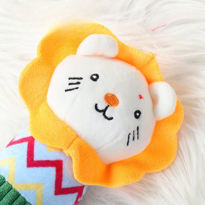 Close-up of Petkin cow dog plush toy showing rope ring detail