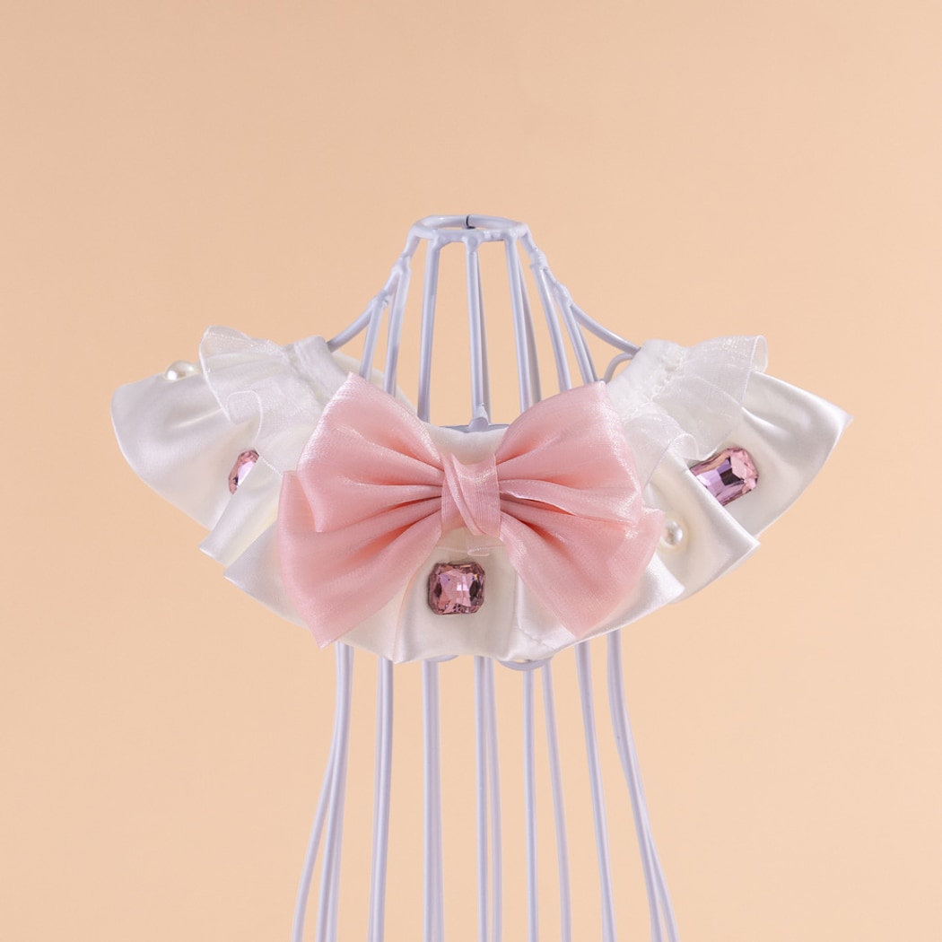 Mokka - Ruffled Shiny Finish Bow Cat Collar