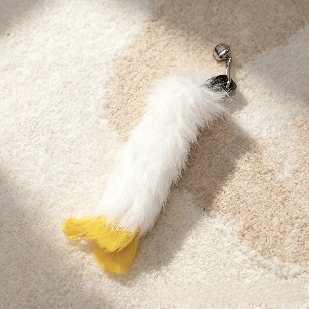 MOO Rabbit Fur Cat Wand Toy Set