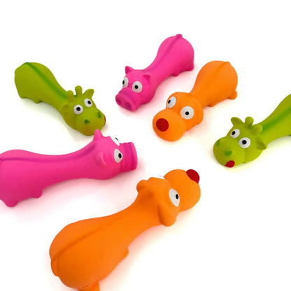 Petkin - Squeaky Dog Toy | Funny Animal Chew Toy | Durable Rubber Pet Toy | Pig Giraffe Dog