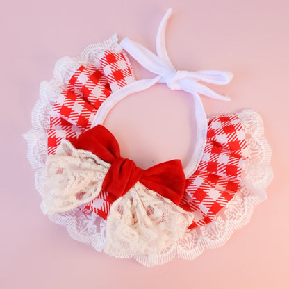 Mokka - Plaid Lace Bow Cat Collar Collar