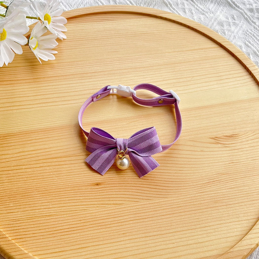 Mokka - Striped Bow Decorative Adjustable Cat Collar