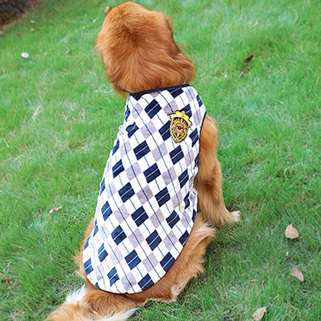 Ozzie - Plaid Dog Vest Sweater With Crest Detail