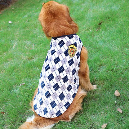 Ozzie - Plaid Dog Vest Sweater With Crest Detail