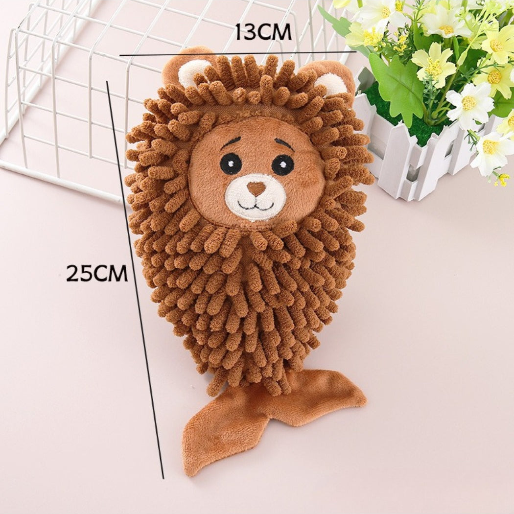 Petkin Animal Mop Plush Dog Toy with animal face and mop-like plush strands