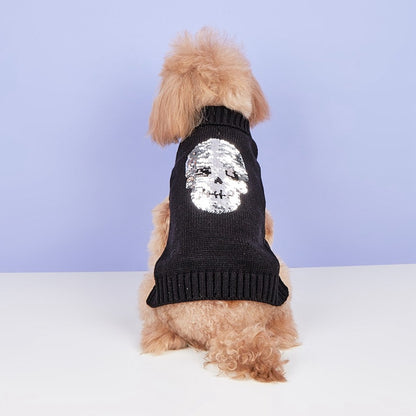 Halloweek - Halloween Skull Sequin Knit Pet Sweater
