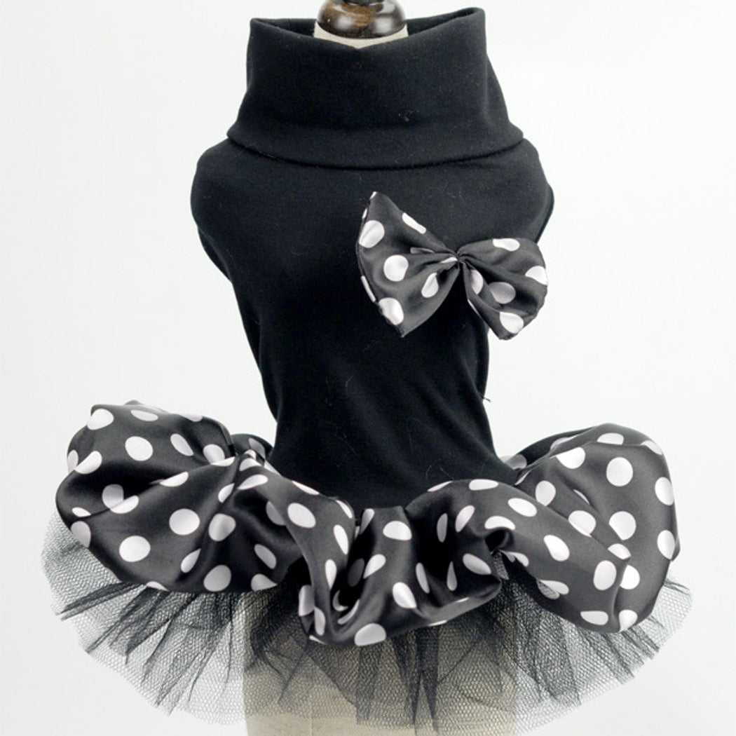 Ozzie - Polka Dot Bow Ruffle Hem Dog Dress Outfit