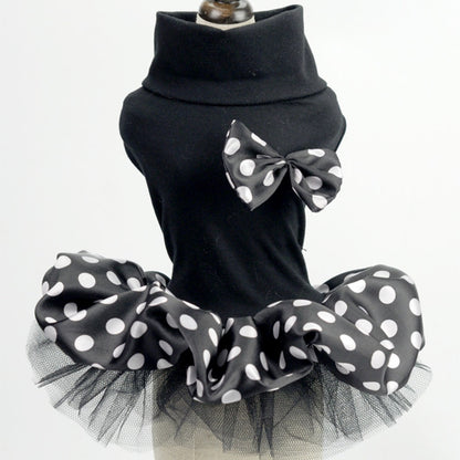 Ozzie - Polka Dot Bow Ruffle Hem Dog Dress Outfit