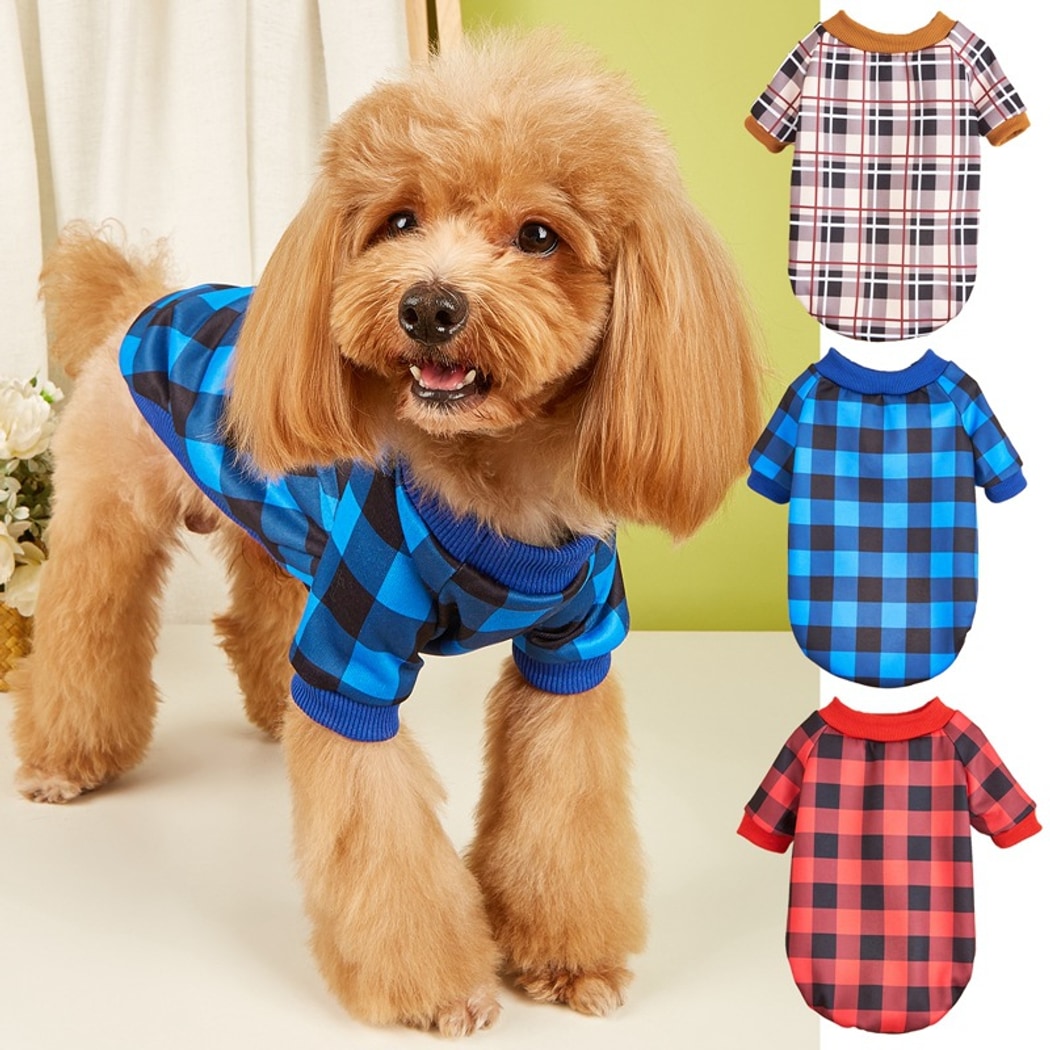 Ozzie - Classic Plaid Round Neck Dog Sweatshirt