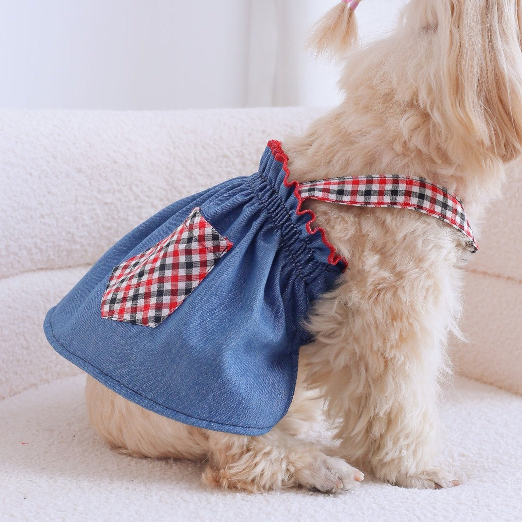 Ozzie - Everyday Plaid Pocket Detail Pet Dress