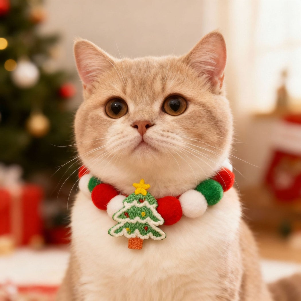 Christmoo - Cartoon Holiday Pattern Christmas Cat Collar