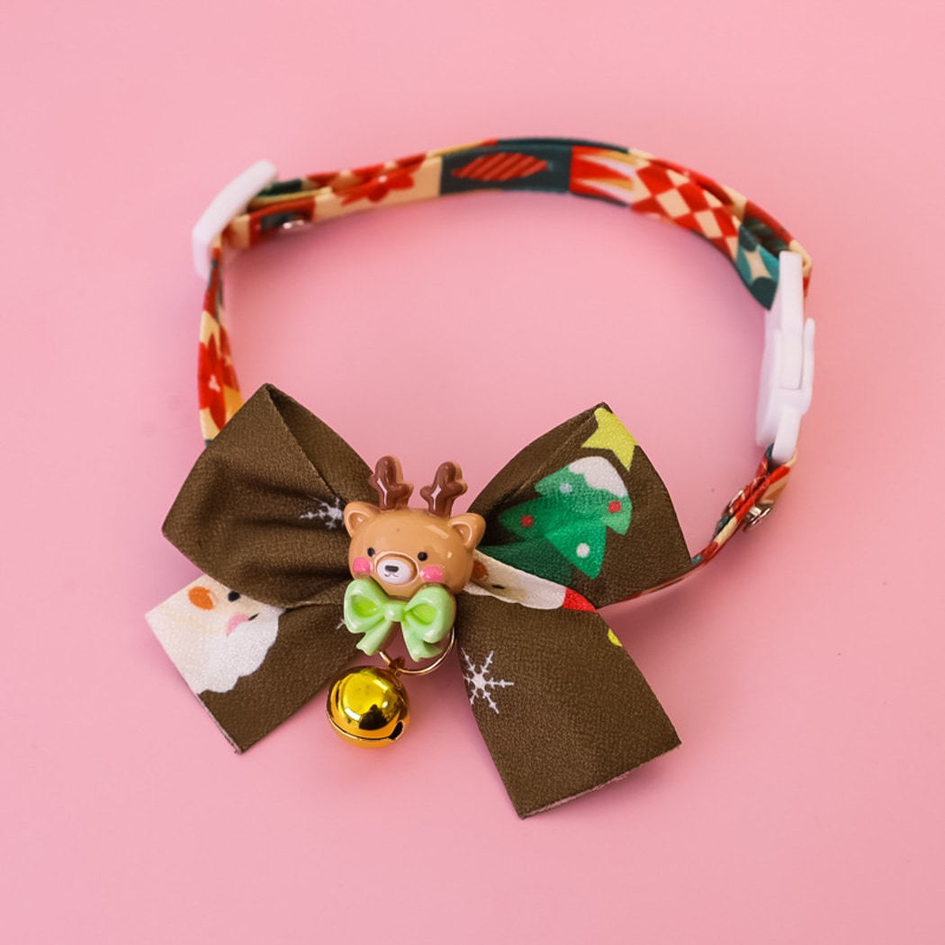 Christmoo - Holiday Cartoon Bow Bell Pet Collar
