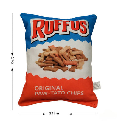 Petkin Chips Shape Dog Toy displayed from a side angle on a plain surface