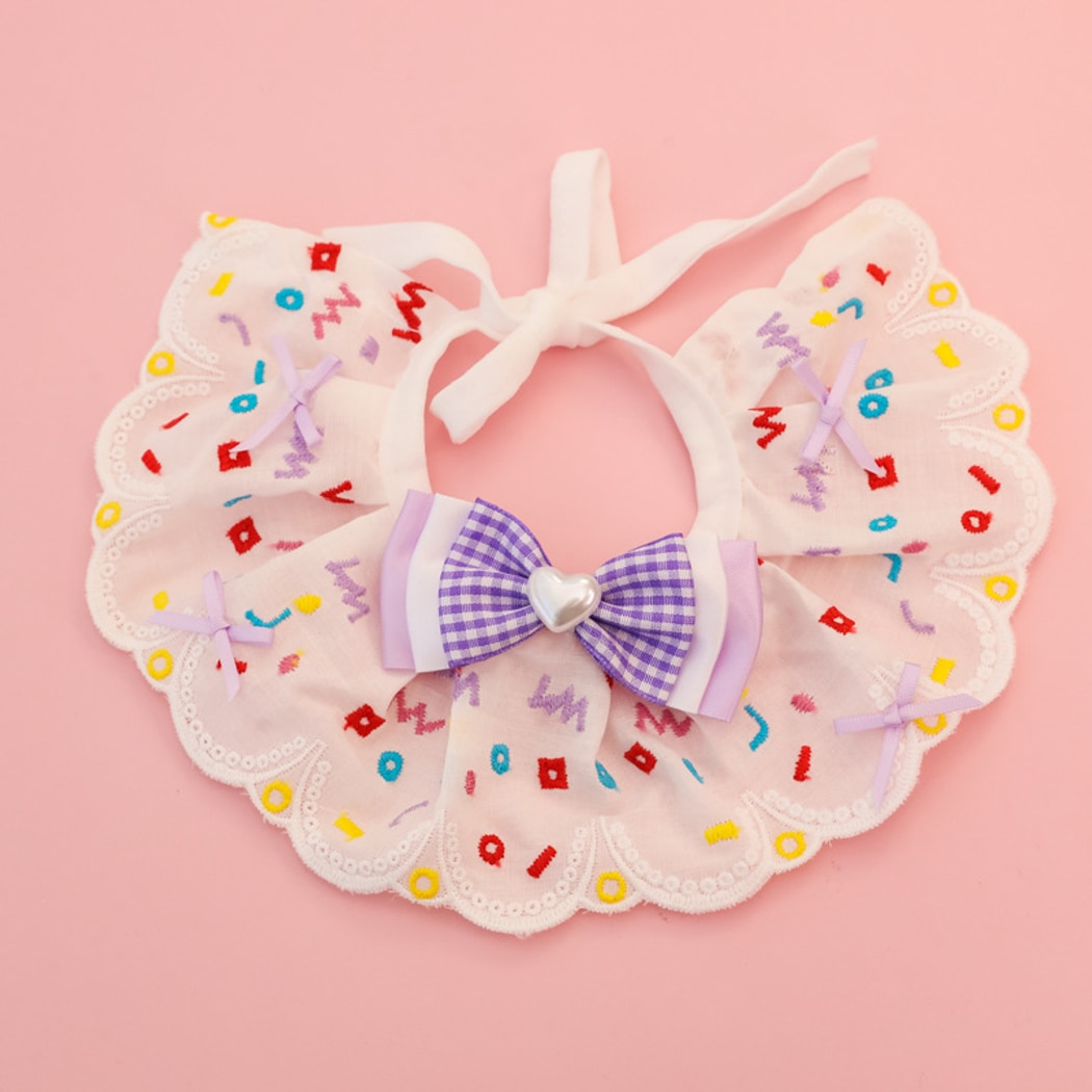 Mokka - Point Pattern Lace Bow Cat Collar
