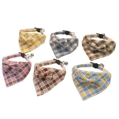 Mokka - Preppy Plaid Bow Pet Bandana Collar