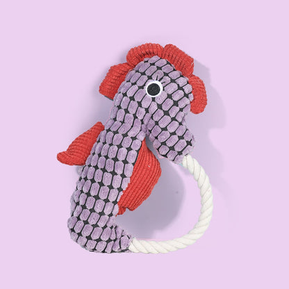 Petkin - Interactive Plush Seahorse Squeaky Dog Toy