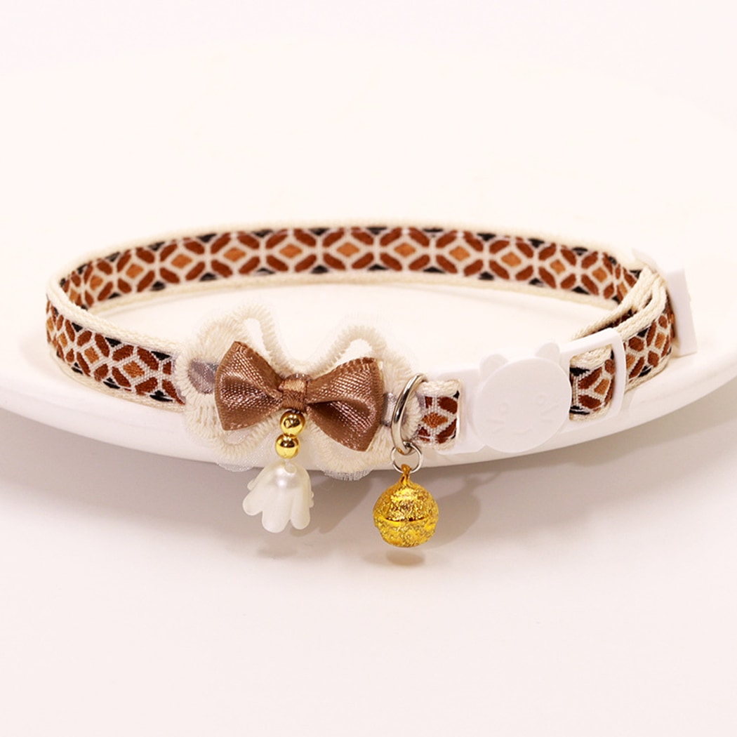 Mokka - Folksy Style Geometric Patterns Bow Cat Collar