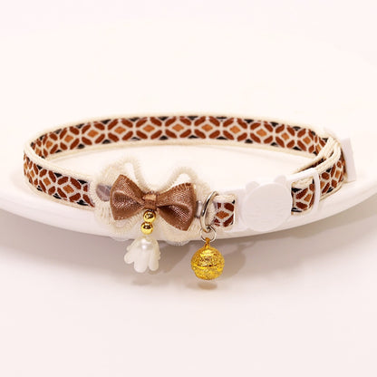Mokka - Folksy Style Geometric Patterns Bow Cat Collar