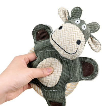 Petkin Cow & Donkey Plush Rope Dog Toy featuring donkey plush head with rope body