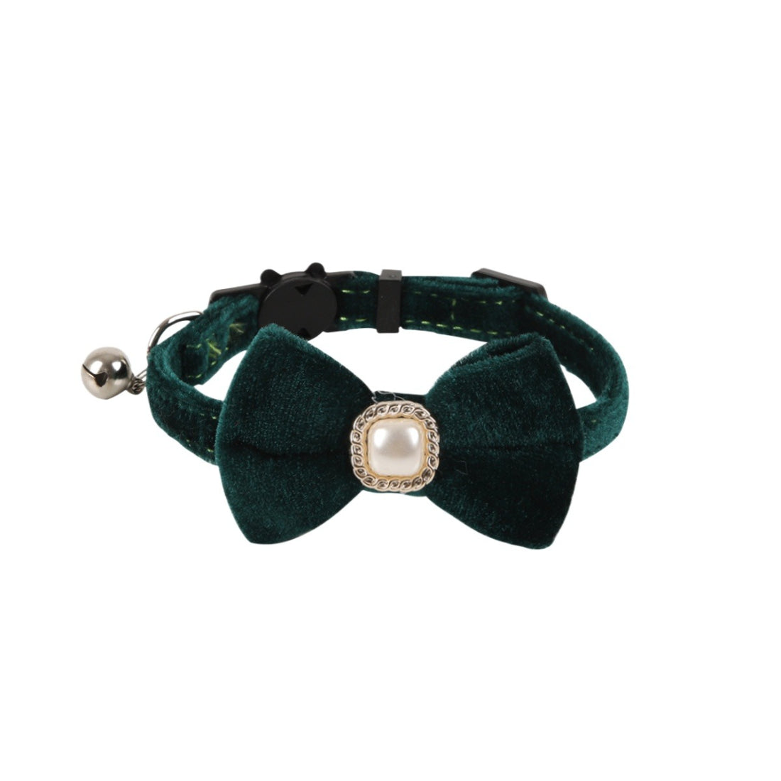 Close-up of Mokka velvet bow cat collar showing bow detail and texture