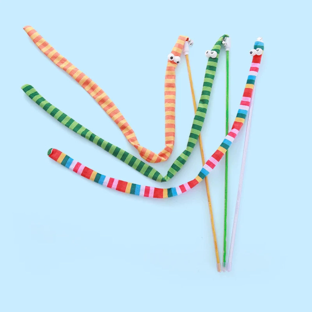 Moo - Fuzzy Striped Wand Cat Toy