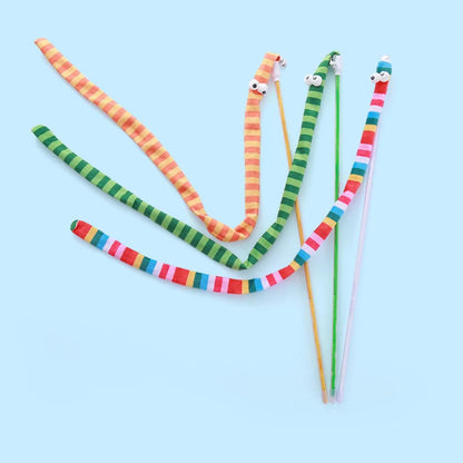 Moo - Fuzzy Striped Wand Cat Toy