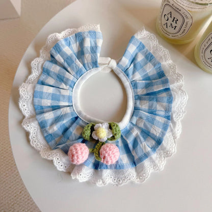 Mokka - Gingham Pleated Ruffle Cat Collar
