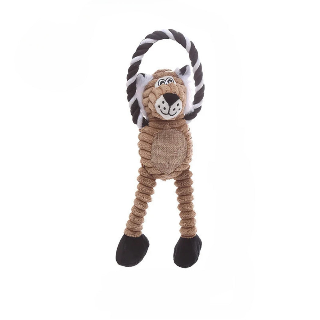 Petkin - Plush Animal Character Rope Loop dog toy