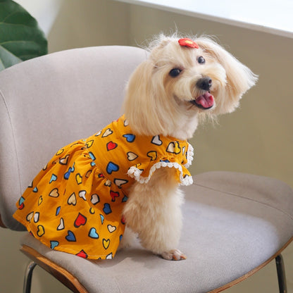 Ozzie - Colorful Heart Print Casual Dress for Pets