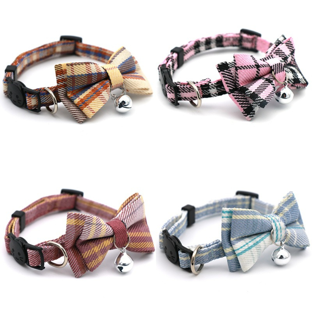 Mokka - Plaid Bow Breakaway Cat Collar