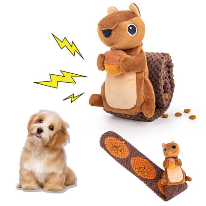 Petkin Squirrel Hide-and-Squeak dog toy with plush squirrel design