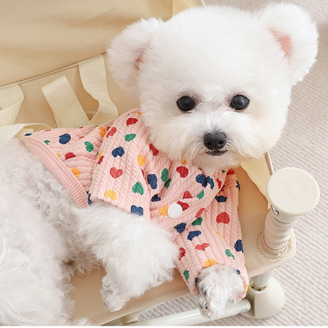Ozzie - Heart Print Long Sleeve Dog Clothing