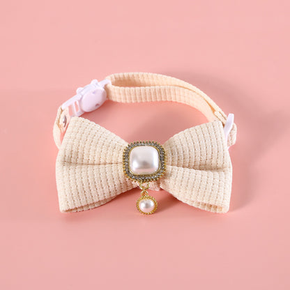 Mokka vintage style bow cat collar photographed on white background