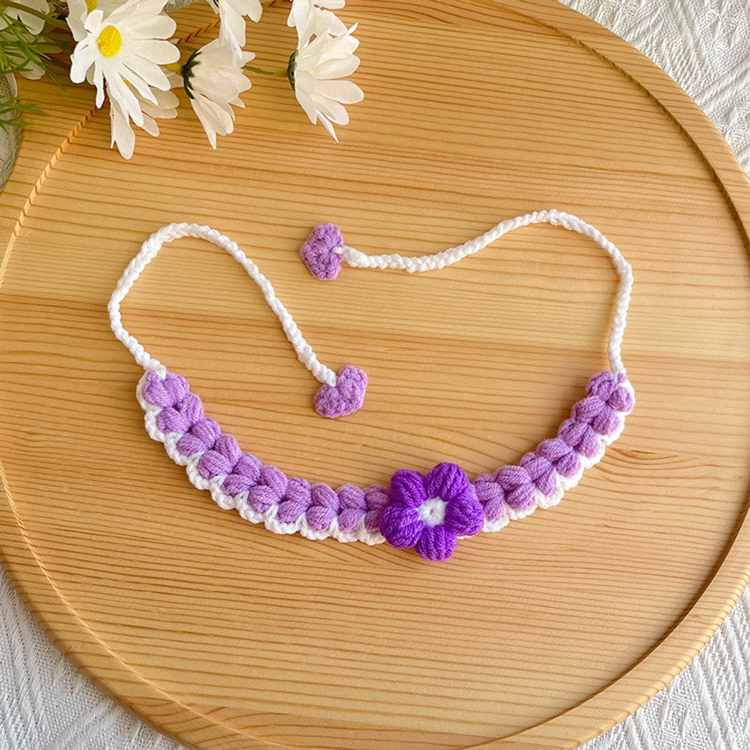Mokka - Flower Accent Tie Strap Cat Collar