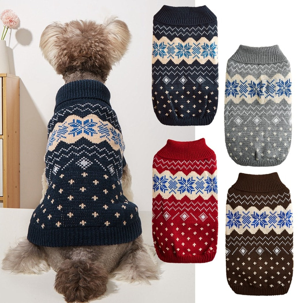 Ozzie - Winter Motif Knit Dog Sweater