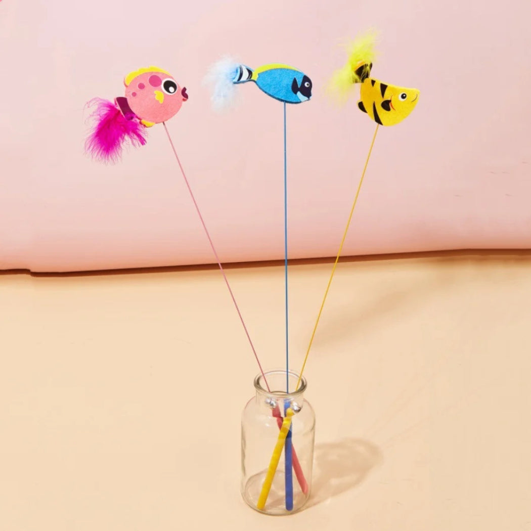 Moo - Colorful Fish Teaser Wand Cat Toy