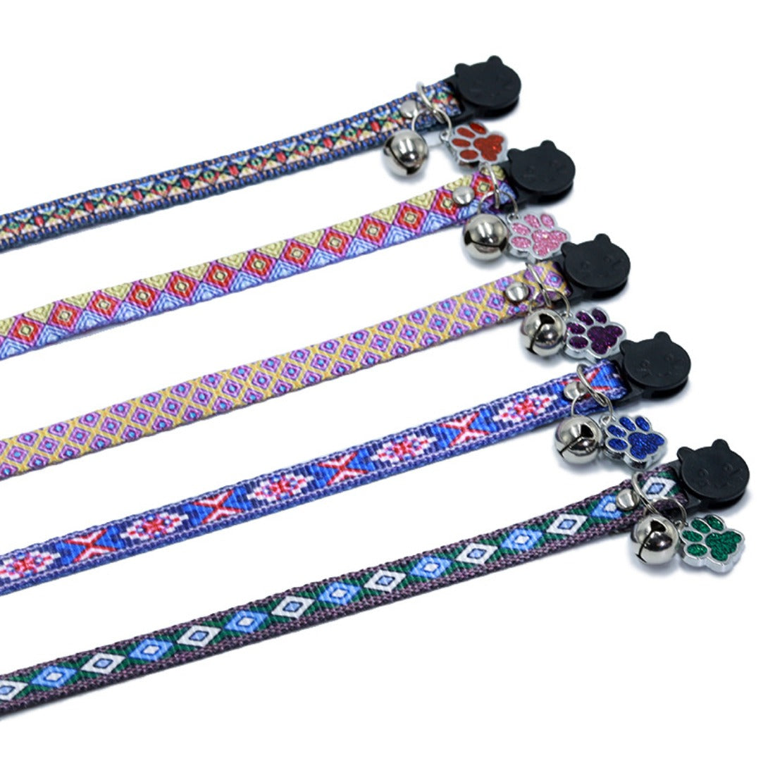 Mokka cat collar wrapped in a circle showing full boho pattern