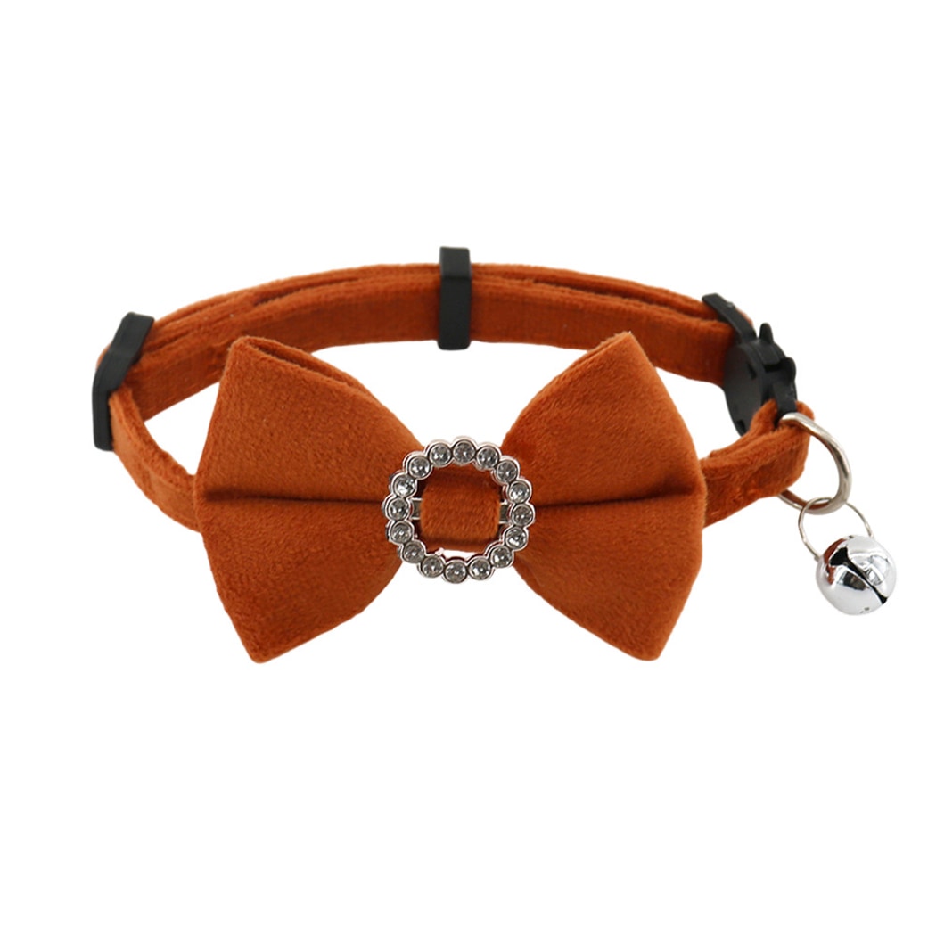 Mokka - Retro Solid Color Bow Cat Collar