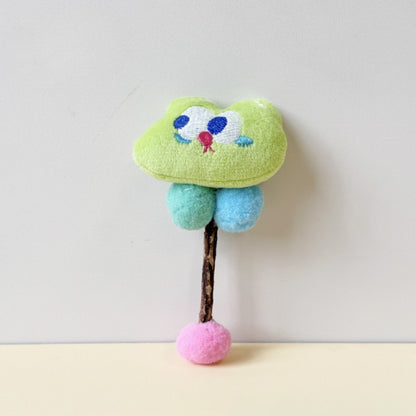 Top view of Moo animal plush cat toy showing overall shape and design