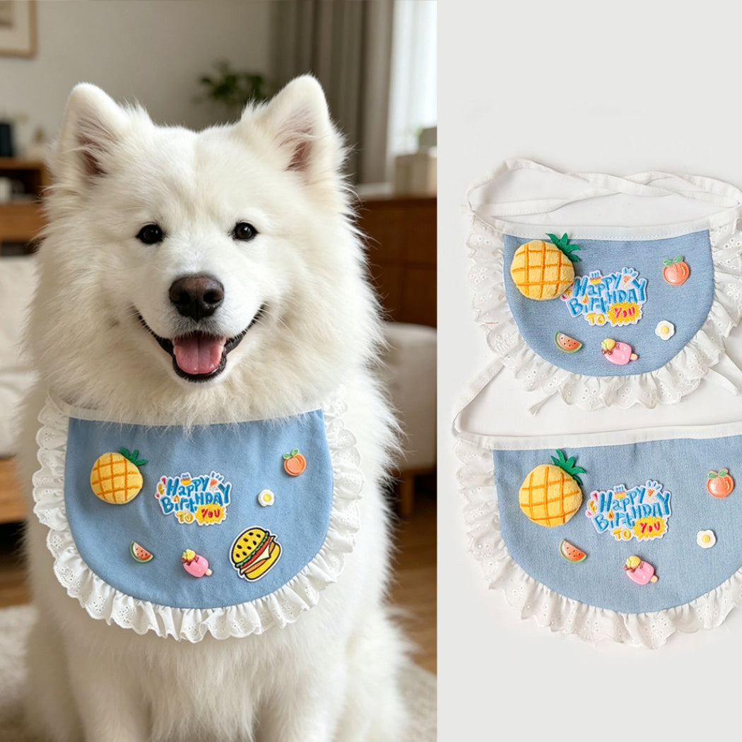 Mokka - Pineapple Ruffle-Trim Bib Pet Neckwear